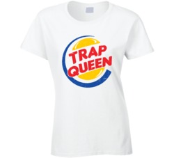 Trap Queen Fetty Wap Burger King Parody Worn Look White T Shirt