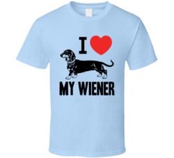 I Love My Wiener Funny Dachshund Dog Blue T Shirt