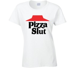 Pizza Slut Logo White T Shirt