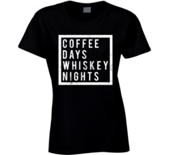 Coffee Days Whiskey Nights Black Worn Look T Shirt