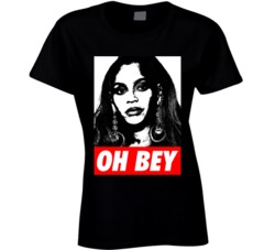 Oh Bey Obey Parody Black T Shirt