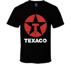 Texaco Fuel Gas Grease Monkey Retro Logo Brand Worn Look Black T Shirt