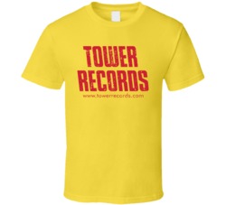 Tower Records Music Retro Logo Brand Worn Look T Shirt