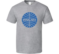 Pan Am Airlines Retro Logo Brand Worn Look T Shirt