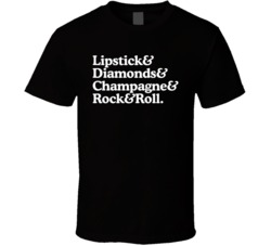 Lipstick Diamonds Champagne Rock Roll My Favorite Things Black T Shirt