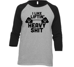 I Like Lifting Heavy Shit Gym Poop Emoji Weightlifting Raglan T Shirt