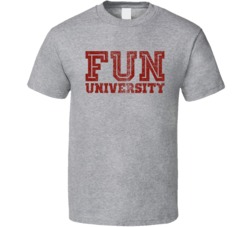 Fun University Funny Bum Fake College Dropout Gift Worn Look T Shirt