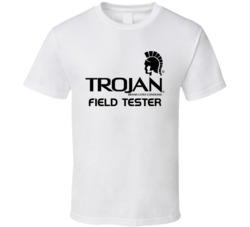 Trojan Condoms Field Tester Funny White T Shirt