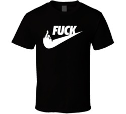 Middle Finger Swoosh Black T Shirt