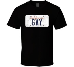 California Cali Gay State License Plate Worn Look T Shirt T Shirt