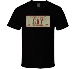 Alabama Gay State License Plate Worn Look T Shirt T Shirt