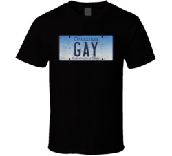 Connecticut Gay State License Plate Worn Look T Shirt T Shirt