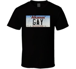 Arkansas Gay State License Plate Worn Look T Shirt T Shirt