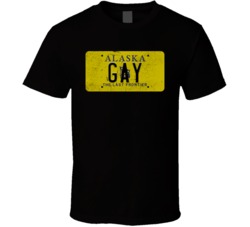 Alaska Gay State License Plate Worn Look T Shirt T Shirt
