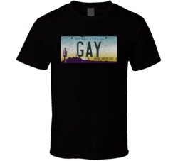 Arizona Gay State License Plate Worn Look T Shirt T Shirt