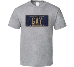 Delaware Gay State License Plate Worn Look T Shirt T Shirt