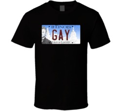 Illinois Gay State License Plate Worn Look T Shirt T Shirt
