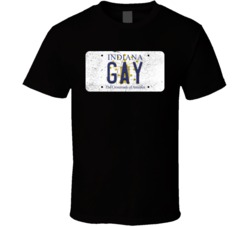 Indiana Gay State License Plate Worn Look T Shirt T Shirt