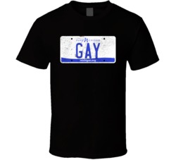 Michigan Gay State License Plate Worn Look T Shirt T Shirt