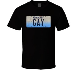 Kentucky Gay State License Plate Worn Look T Shirt T Shirt