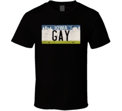 Iowa Gay State License Plate Worn Look T Shirt T Shirt