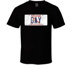 Maine Gay State License Plate Worn Look T Shirt T Shirt