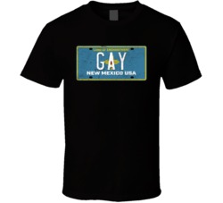 New Mexico Gay State License Plate Worn Look T Shirt T Shirt