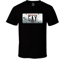 Louisiana Gay State License Plate Worn Look T Shirt T Shirt