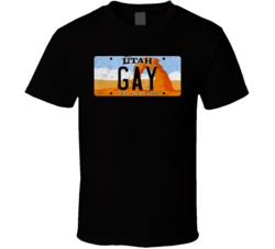 Utah Gay State License Plate Worn Look T Shirt T Shirt