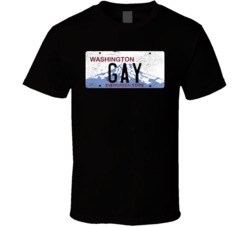Washington Gay State License Plate Worn Look T Shirt T Shirt