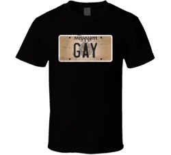 Mississippi Gay State License Plate Worn Look T Shirt T Shirt