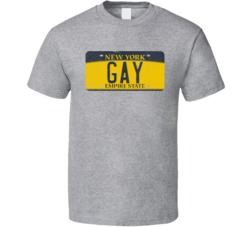 New York Gay State License Plate Worn Look T Shirt T Shirt