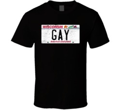 Wisconsin Gay State License Plate Worn Look T Shirt T Shirt