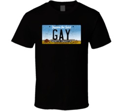 North Dakota Gay State License Plate Worn Look T Shirt T Shirt