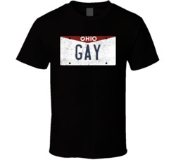 Ohio Gay State License Plate Worn Look T Shirt T Shirt