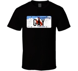 Wyoming Gay State License Plate Worn Look T Shirt T Shirt
