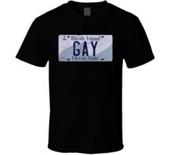Rhole Island Gay State License Plate Worn Look T Shirt T Shirt