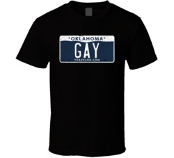 Oklahoma Gay State License Plate Worn Look T Shirt T Shirt