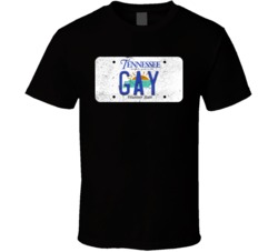 Tennessee Gay State License Plate Worn Look T Shirt T Shirt
