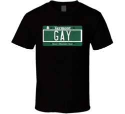Vermont Gay State License Plate Worn Look T Shirt T Shirt