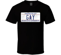 Washington Dc Gay State License Plate Worn Look T Shirt T Shirt