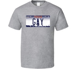 Texas Gay State License Plate Worn Look T Shirt T Shirt
