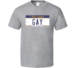 West Virginia Gay State License Plate Worn Look T Shirt T Shirt