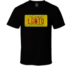 Alaska Lgbtq State License Plate Worn Look T Shirt T Shirt
