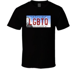 Illinois Lgbtq State License Plate Worn Look T Shirt T Shirt