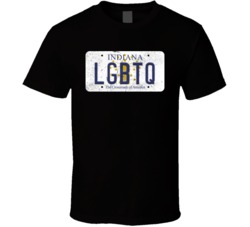 Indiana Lgbtq State License Plate Worn Look T Shirt T Shirt