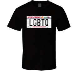 Wisconsin Lgbtq State License Plate Worn Look T Shirt T Shirt