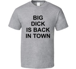 Big Dick Is Back In Town Funny Bar Crawl Grey T Shirt
