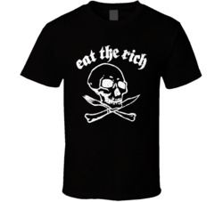 Eat The Rich Skull Fork And Knife Worn Look T Shirt