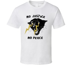 No Justice No Peace Panther Head Yellow Bolts T Shirt